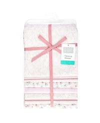 Hudson Baby Girl Cotton Poly Flannel Receiving Blankets Bundle 7-Pack, Wispy Wild Flower Bunny, One Size