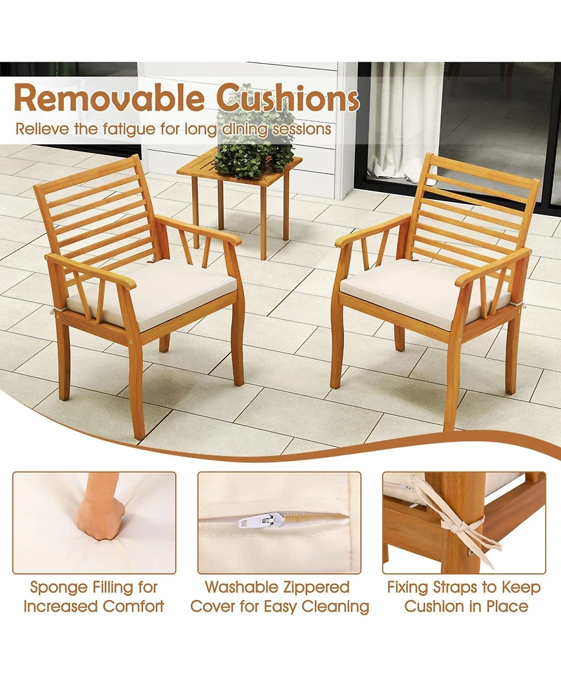 Sugift 7-Piece Acacia Wood Patio Dining Set with Padded Cushions
