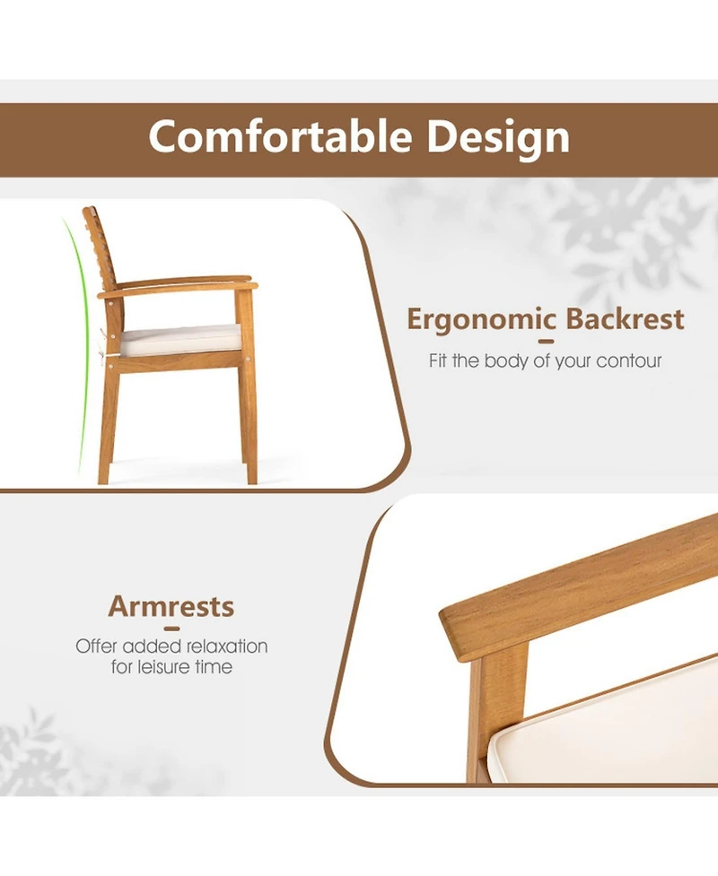 Sugift 6-Piece Outdoor Acacia Wood Dining Set with Umbrella Hole
