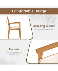 Sugift 6-Piece Outdoor Acacia Wood Dining Set with Umbrella Hole
