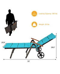 Clihome Foldable Wicker Outdoor Chaise Lounge Chair with Aluminum Frame