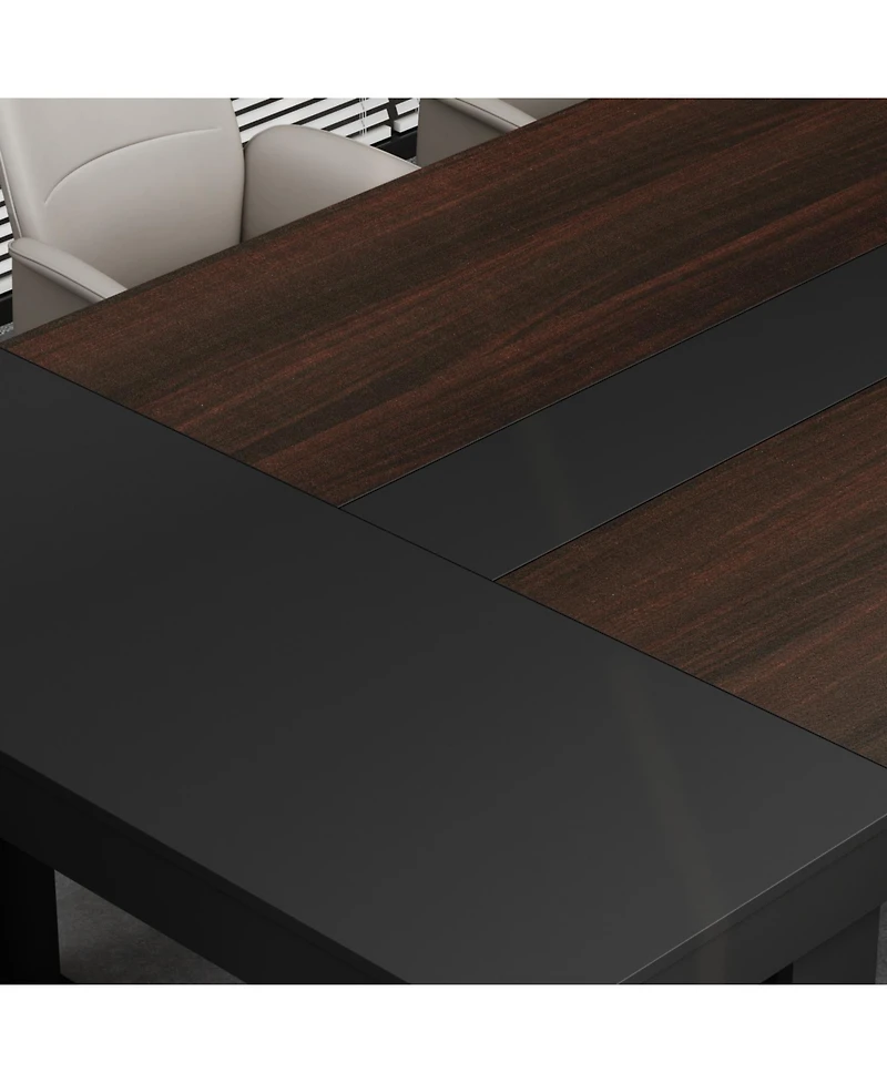 Homsee Retangular Wood Grain Wooden Dining Table with Wooden Frame