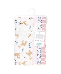 Hudson Baby Girl Cotton Poly Flannel Burp Cloths -Pack, Loves Me Deerly