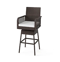 Boyel Living 29 Inches Patio 360degree(s) Swivel Bar Stool with Cross-Woven Armrests and Seat Cushion