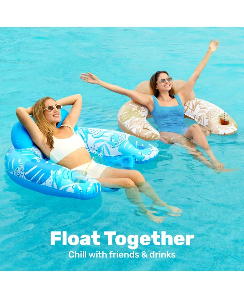 Gnuadz 2 pack Inflatable Pool Float Chair Hammock Cup Holder