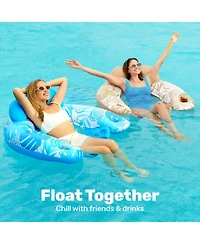 Gnuadz 2 pack Inflatable Pool Float Chair Hammock Cup Holder
