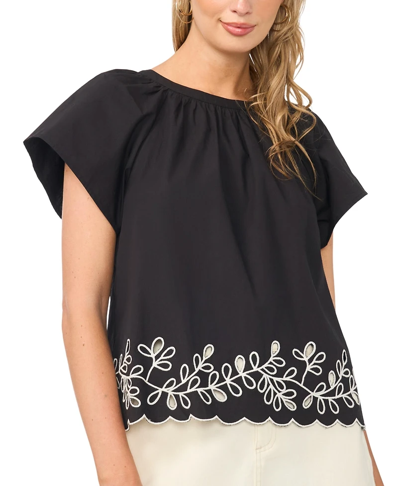 Vince Camuto Women's Cotton Flutter-Sleeve Top
