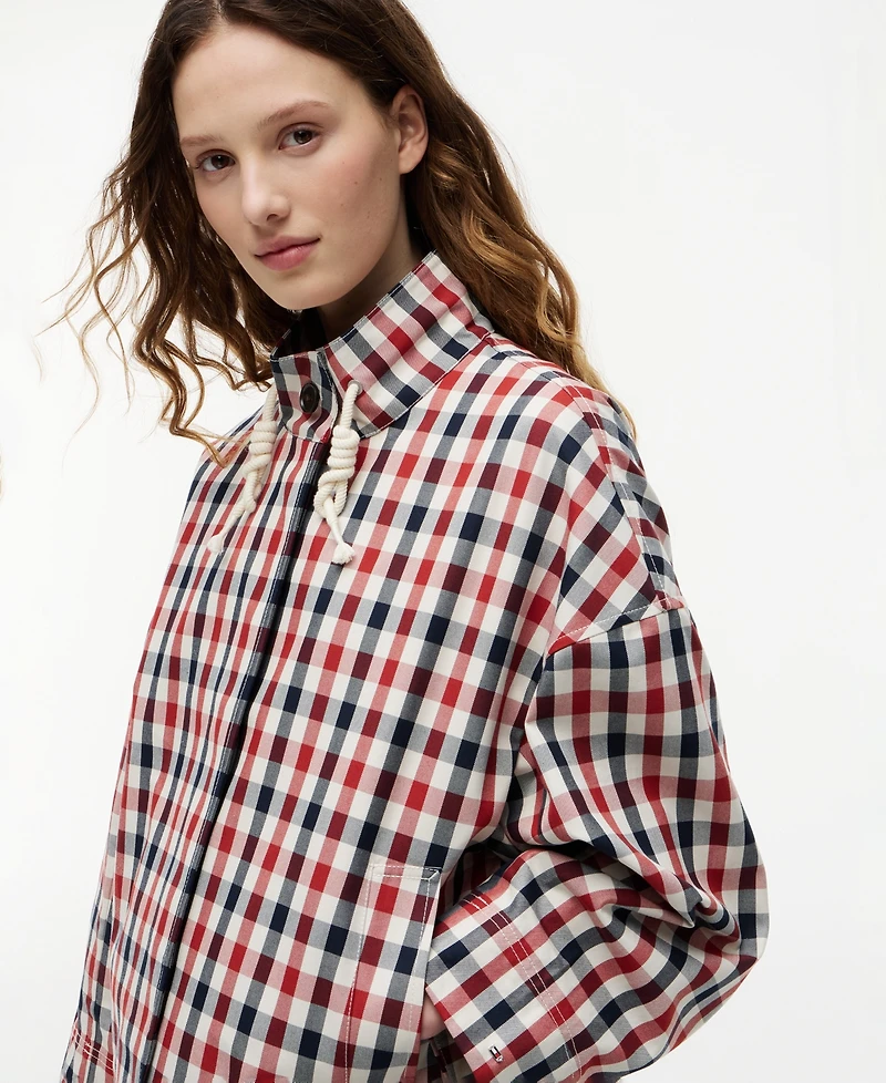 Tommy Hilfiger Women's Cotton-Blend Checked Parka Jacket