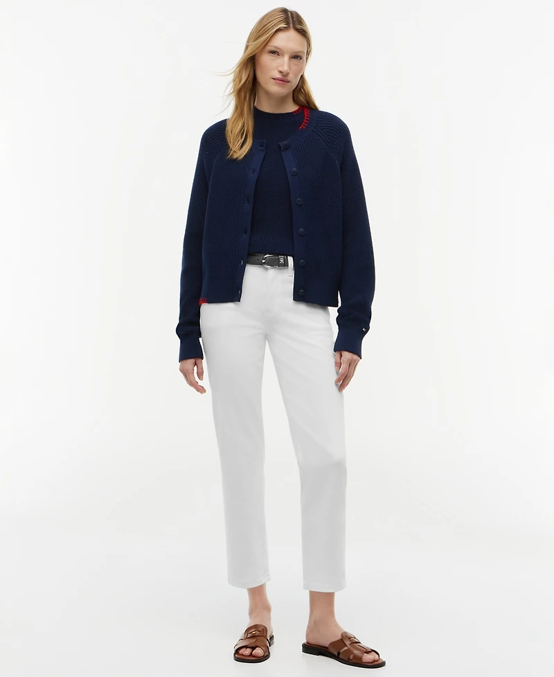 Tommy Hilfiger Women's Crochet Detail Crewneck Cardigan