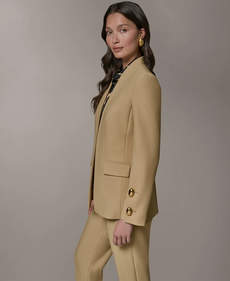 Donna Karan New York Petite Collarless Buttoned Cuff Jacket