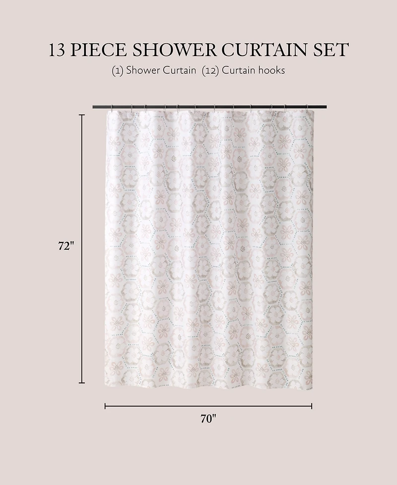Jessica Simpson Fabric 13-Pc. Shower Curtain Set With Hooks