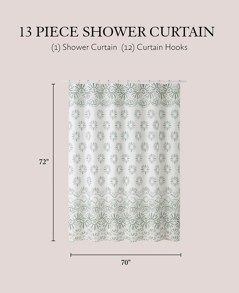 Jessica Simpson Fabric 13-Pc. Shower Curtain Set With Hooks