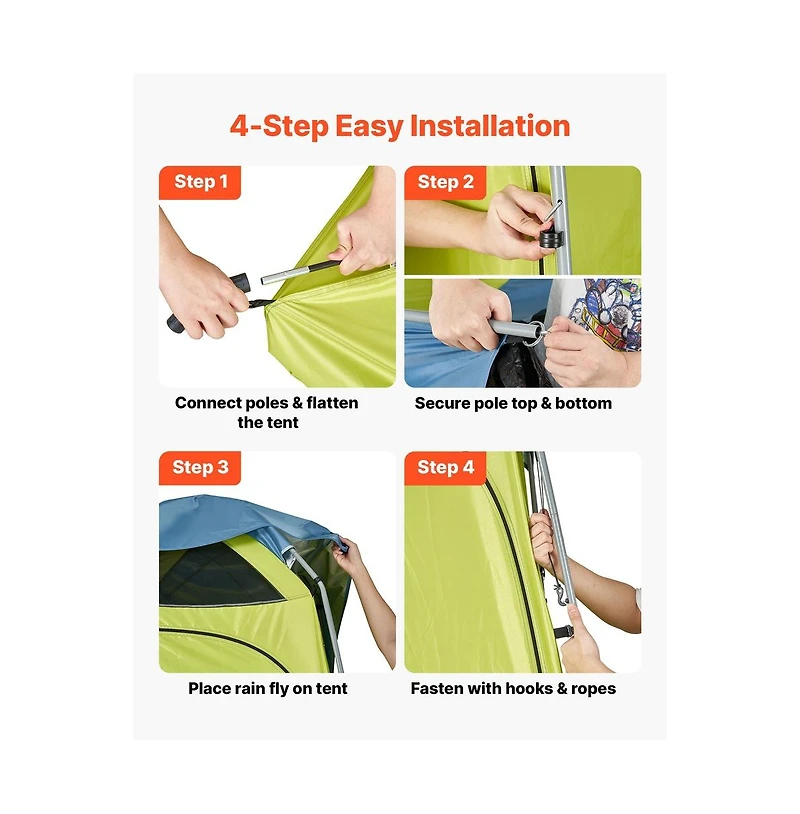 Sugift Camping Shower Tent 1 Room Portable Privacy Tent Changing Room with Ground Stakes