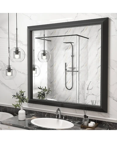 Apmir 38" x 40" Inch Thick Metal Framed Wall Mirrors for Bedroom