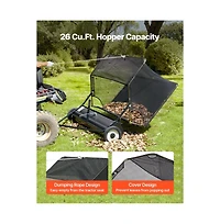 Sugift 52 in Tow Behind Yard Sweeper 26 cube.feet. Large Yard Sweeper