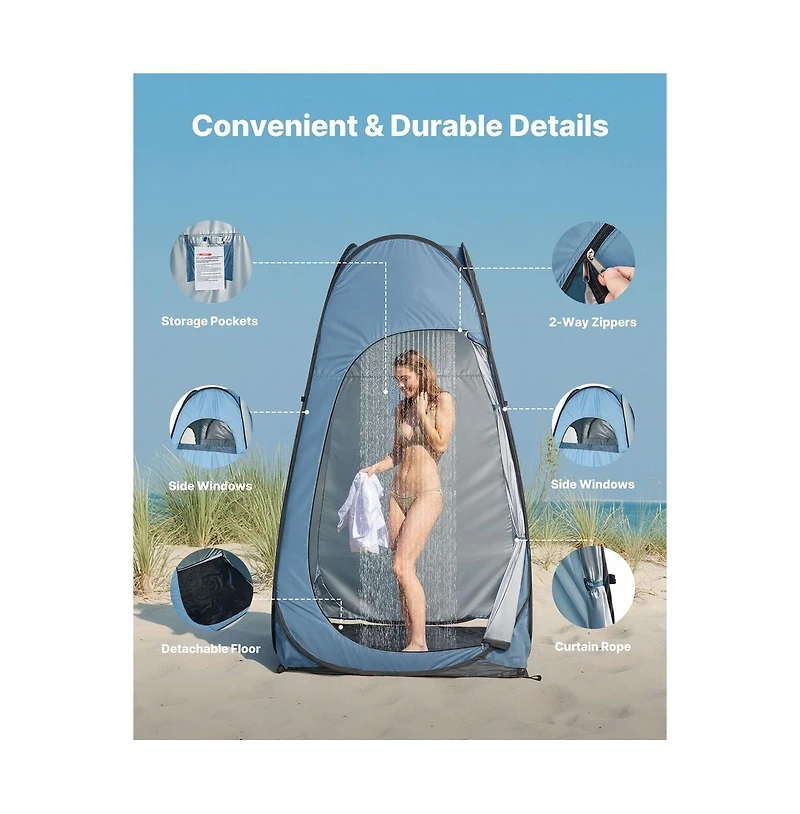 Sugift Pop up Shower Tent Instant Portable Privacy Tent Changing Room with Ground Stakes