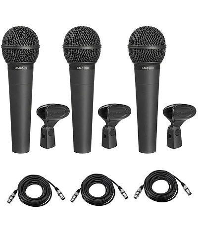 Behringer Ultravoice XM8500 Dynamic Cardioid Vocal Microphones [3 Pack], Bundle with 25' Xlr Cable, 3-Pack