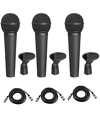 Behringer Ultravoice XM8500 Dynamic Cardioid Vocal Microphones [3 Pack], Bundle with 25' Xlr Cable, 3-Pack