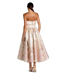 Mac Duggal Women's Floral Strapless Brocade A Line Midi Dress