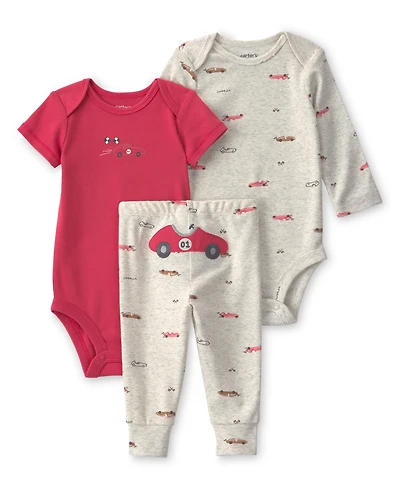 Carter's Baby Boy's Race Car Bodysuit & Pant 3-Piece Set