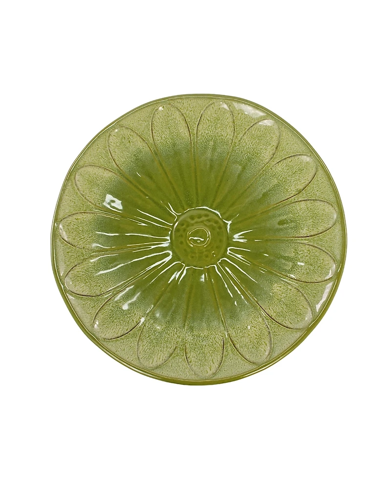 Clihome Handmade Gradient Glaze Ceramic Bird Bath, 16.93 inch Diameter 18.11 inch Height, Outdoor Garden for Birds Bathing & Feeding