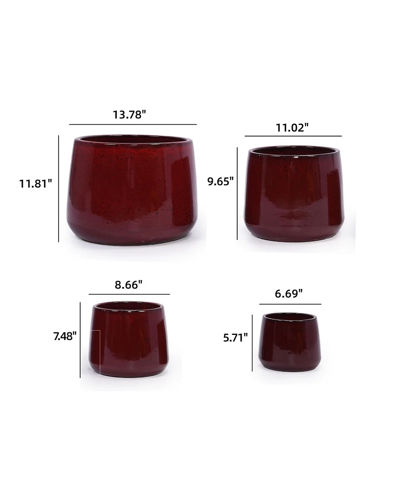 Clihome Handmade Ceramic Flower Pot Set of 4, 7/9/11/14 Inch Diameter, Deep Speckled Glaze for All Flowers, Indoor/Outdoor Use on Windowsill