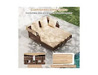 Boyel Living Outdoor Daybed with Retractable Canopy Pe Wicker Rattan Patio Lounger