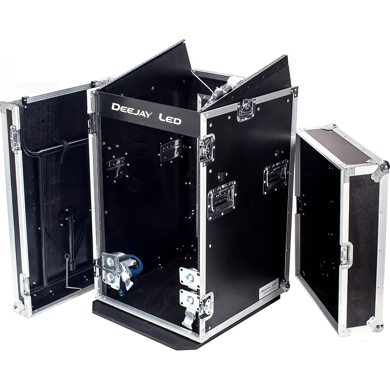 Deejay Led 11U Space Slant Mixer Rack/16U Space Vertical Rack System with Caster Board and Side Table