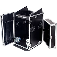 Deejay Led 11U Space Slant Mixer Rack/16U Space Vertical Rack System with Caster Board and Side Table