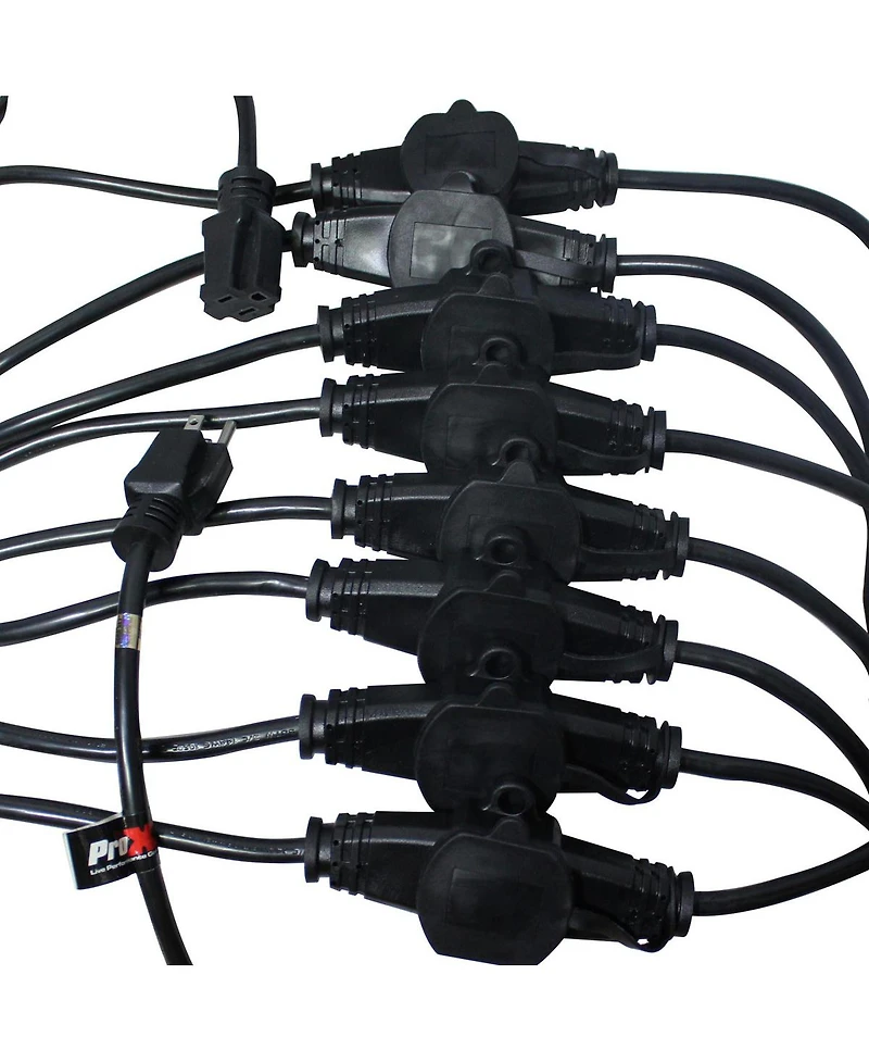 ProX Xc-MEP12-529 52' 110V Male to 9 Socket 110V Female Power Cord 9 Outlet 12/3 Extension Cord