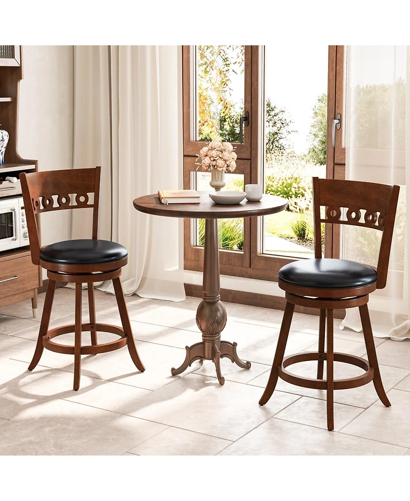 Slickblue Modern Swivel Bar Stools 2 Pack with Rubber Wood Frame Design