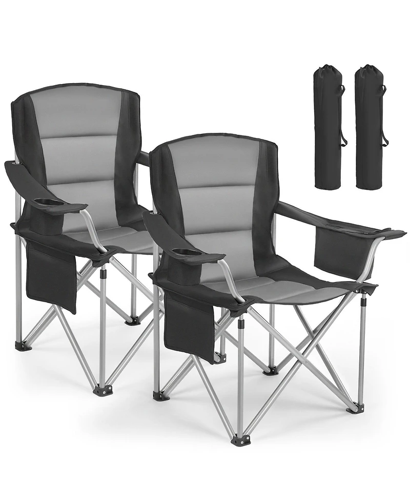 Mecale Oversized Camping Chairs 450 lbs with Cooler Bag and Cup Holder 2 Pack