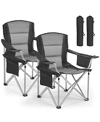 Mecale Oversized Camping Chairs 450 lbs with Cooler Bag and Cup Holder 2 Pack