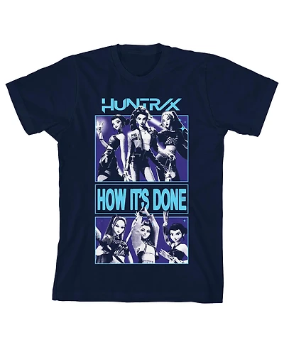 Kpop Demon Hunters Boys Huntr/X How It's Done Youth Navy Crew Neck Short Sleeve T-shirt-xs