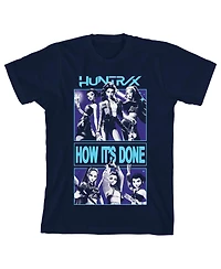 Kpop Demon Hunters Boys Huntr/X How It's Done Youth Navy Crew Neck Short Sleeve T-shirt-xs