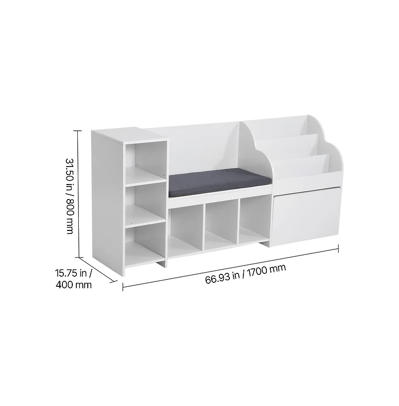 Sugift Kids Reading Nook Storage Bench Bookshelf Toy Organizer
