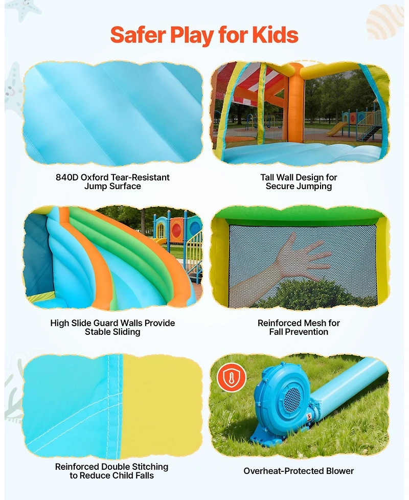 Mecale Bounce House Water Slide 14.9 x 12.8 Ft with Market Booth, Ages 3