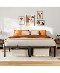 homfan Heavy Duty Metal PlLow Profile 14 Inch, Iron Slats and Legs, No Box Seasonal Needed, Quiet and Non-Slip,Under Bed Storage