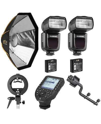 Flashpoint Zoom Li-ion 2 Speedlight Kit with R2 Pro MarkII Remote, Ez Softbox and Accessories For Nikon