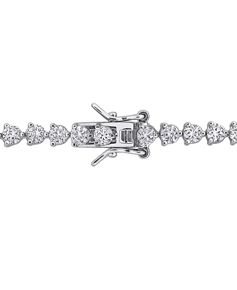Macy's Lab Grown Emerald (3-1/10 ct. t.w.) and Lab Grown White Sapphire (4-7/8 ct. t.w.) Bracelet in Sterling Silver