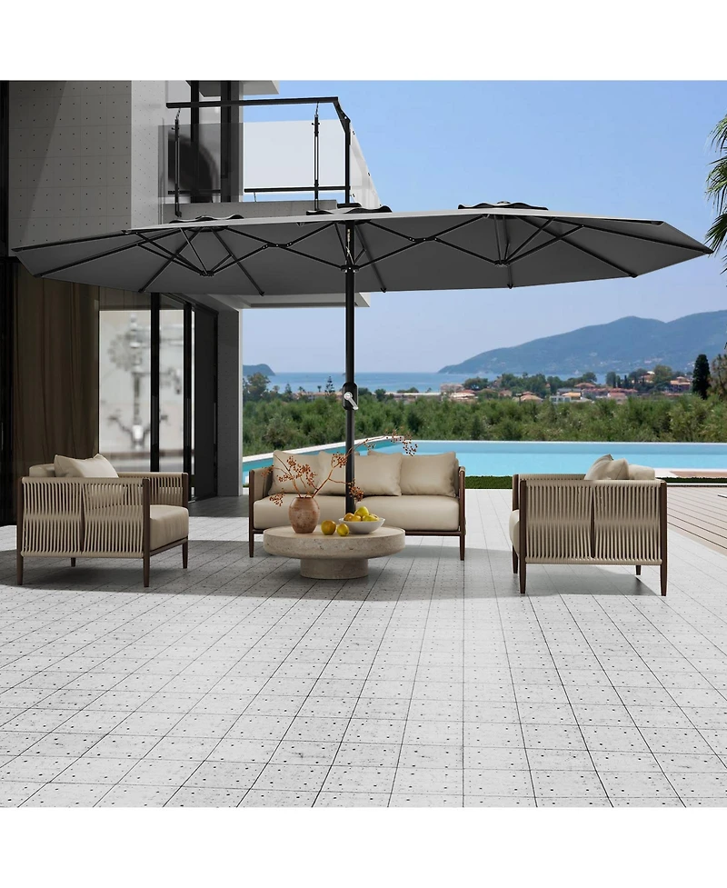 gaomon 13FT 3-Head Outdoor Patio Umbrella for Poolside, Lawn and Backyard, Without Base