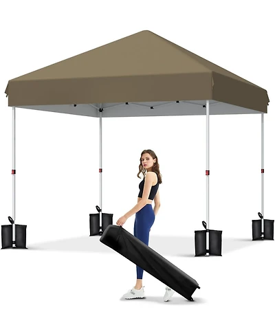 gaomon commercial pop-up tent, 3 level height adjustable, wheeled carry bag, portable for patio, garden, and beach