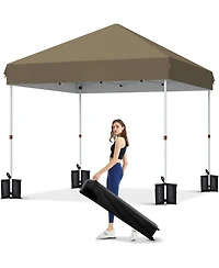 gaomon commercial pop-up tent, 3 level height adjustable, wheeled carry bag, portable for patio, garden, and beach