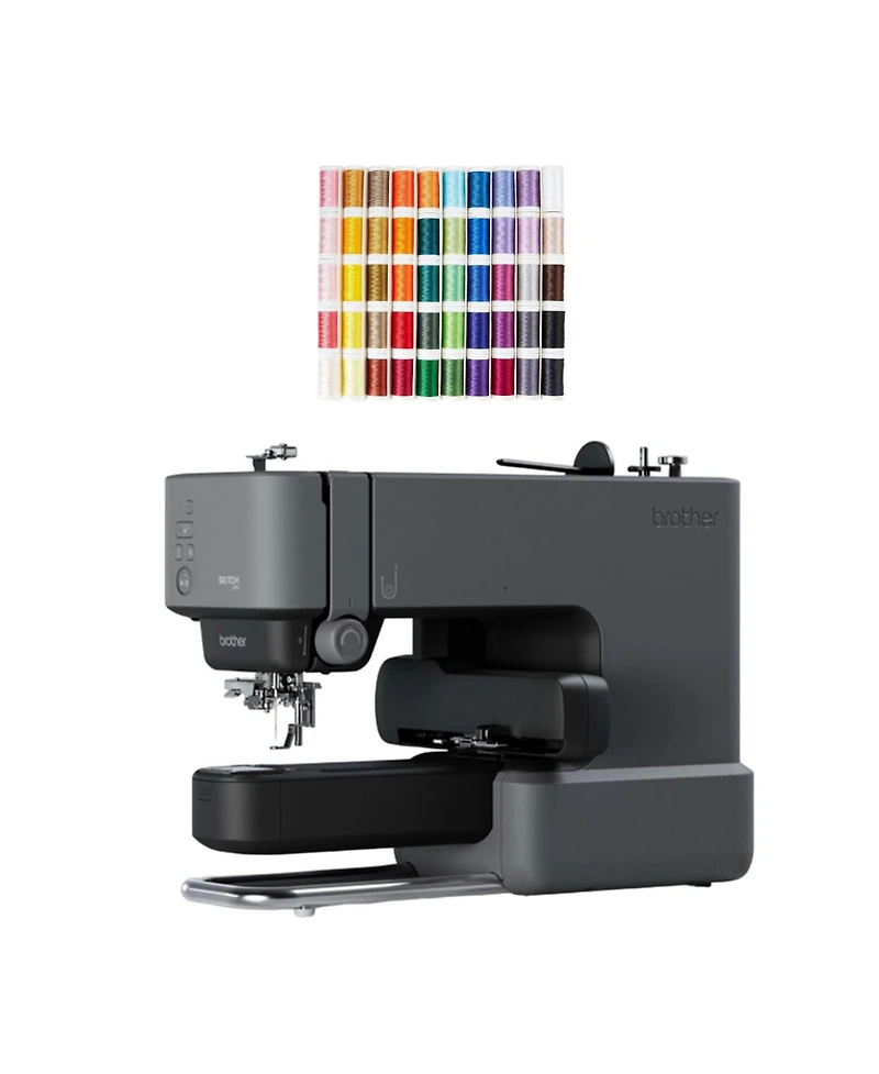 Brother Skitch Single-Needle Machine and Designio 50-Piece Thread Set Bundle