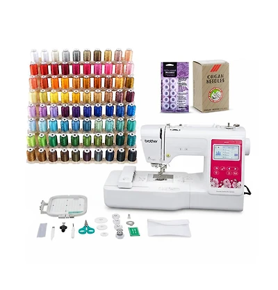 Brother Elite PE545 Computerized Lcd Display Embroidery Machine Bundle (4 Items)