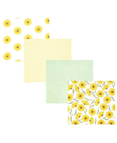 Hudson Baby Girl Cotton Poly Flannel Receiving Blankets, Yellow Daisy, One Size