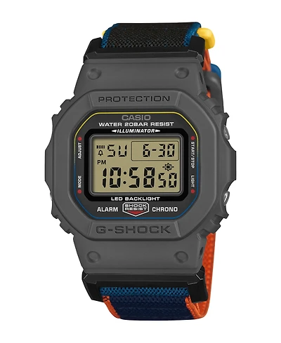 G-Shock Men's Japanese Quartz Digital Black and Orange Cloth Watch 42.8mm