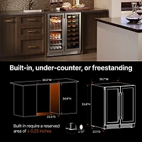Ca'Lefort 30-inch Wine Beverage Refrigerator, 80 Can and 33 Bottle,Dual Zone, Stainless Steel French Door,for home bar