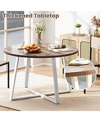 Gouun 47 in Round Dining Table with X-Shaped Base and Thickened Tabletop
