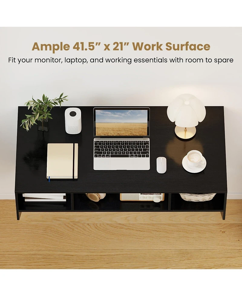 Mecale Floating Wall-Mounted Computer Desk with 3 Storage Compartments, Home Office